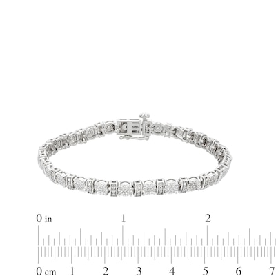 0.25 CT. T.W. Diamond Round and Bar Alternating Bracelet in Sterling Silver