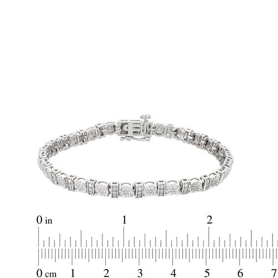 0.25 CT. T.W. Diamond Round and Bar Alternating Bracelet in Sterling Silver