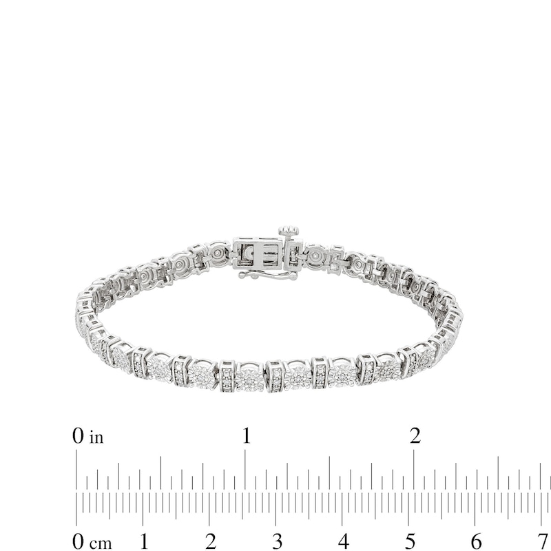 0.25 CT. T.W. Diamond Round and Bar Alternating Bracelet in Sterling Silver|Peoples Jewellers