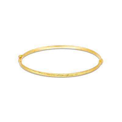 Diamond-Cut 3.0mm Bangle in Hollow 14K Gold - 7.25"