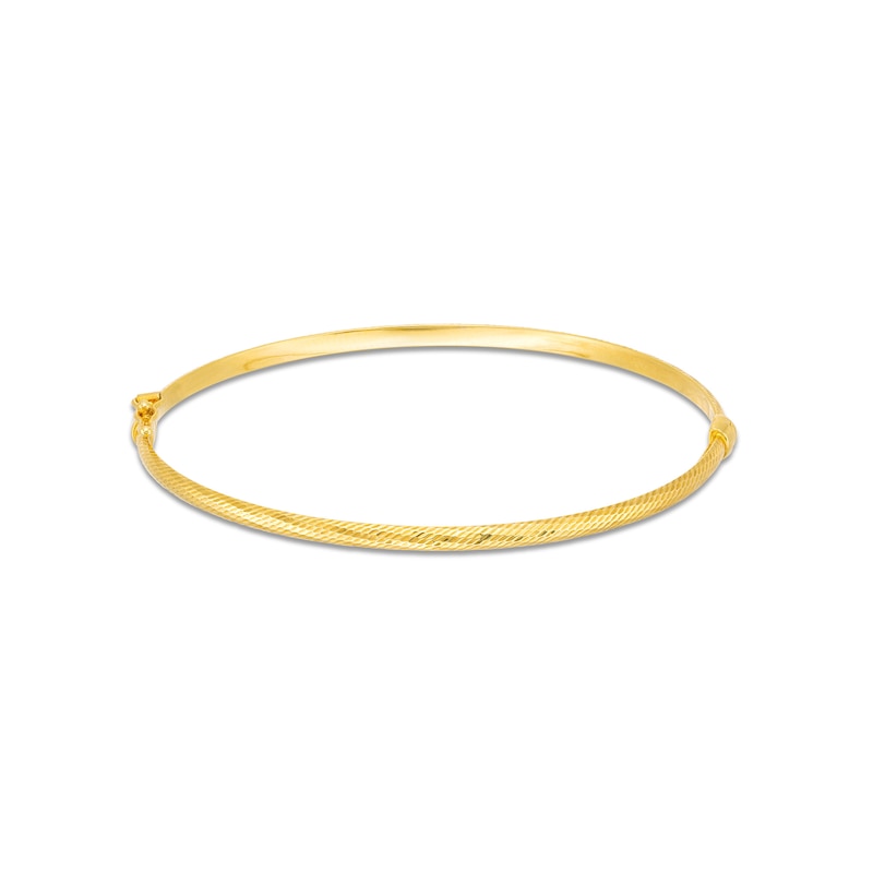 Diamond-Cut 3.0mm Bangle in Hollow 14K Gold - 7.25"|Peoples Jewellers
