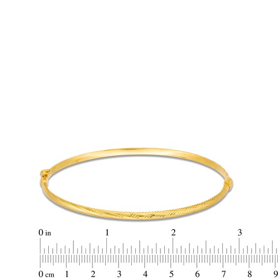 Diamond-Cut 3.0mm Bangle in Hollow 14K Gold - 7.25"