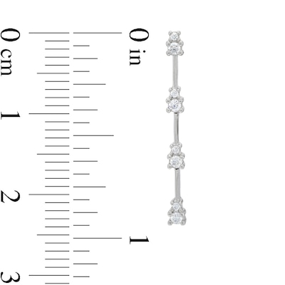 0.25 CT. T.W. Diamond Duo Station Linear Bar Drop Earrings in Sterling Silver