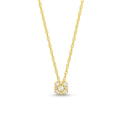 0.20 CT. T.W. Diamond Cushion Flower Pendant in 10K Gold