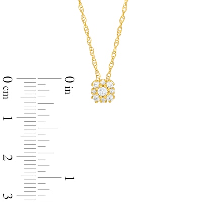 0.20 CT. T.W. Diamond Cushion Flower Pendant in 10K Gold