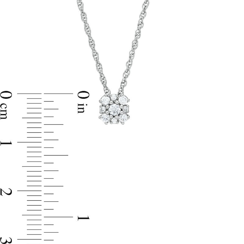 0.20 CT. T.W. Diamond Cushion Flower Pendant in 10K White Gold ...