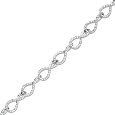 1.00 CT. T.W. Diamond Infinity Ribbon Link Bracelet in Sterling Silver