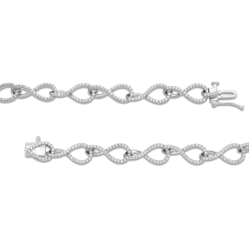 1.00 CT. T.W. Diamond Infinity Ribbon Link Bracelet in Sterling Silver