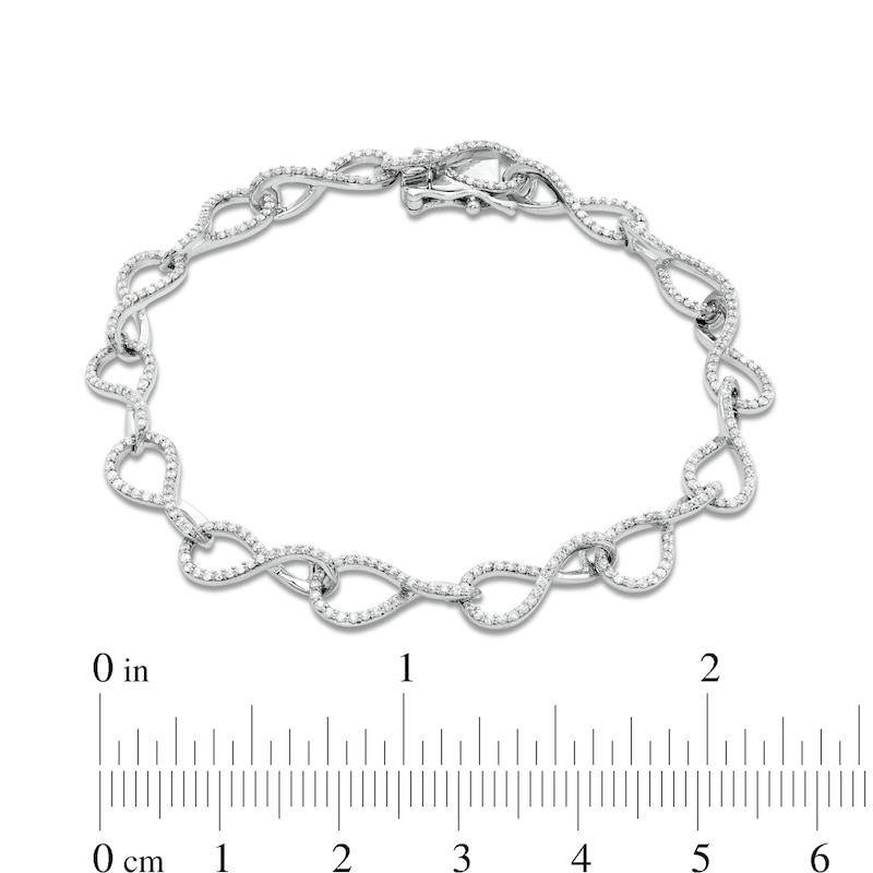 1.00 CT. T.W. Diamond Infinity Ribbon Link Bracelet in Sterling Silver
