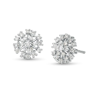 0.50 CT. T.W. Diamond Snowflake Stud Earrings in Sterling Silver