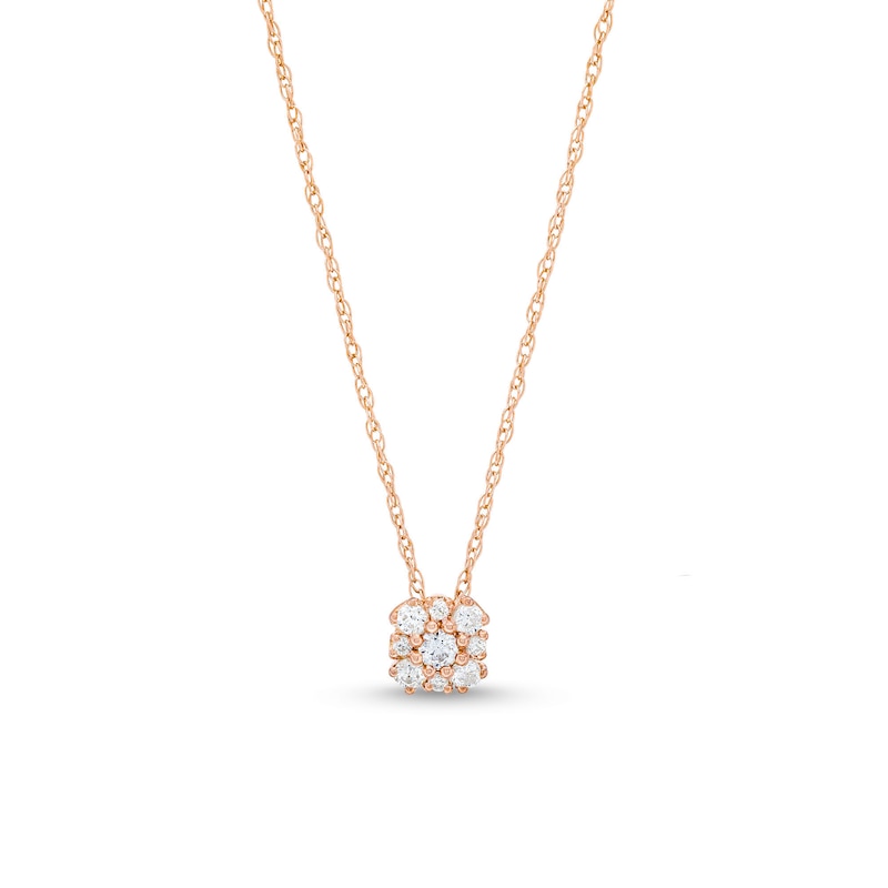 0.20 CT. T.W. Diamond Cushion Flower Pendant in 10K Rose Gold|Peoples Jewellers