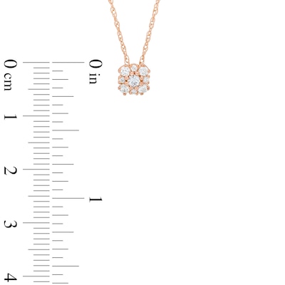 0.20 CT. T.W. Diamond Cushion Flower Pendant in 10K Rose Gold