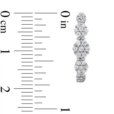 0.50 CT. T.W. Multi-Diamond Cluster Hoop Earrings in Sterling Silver