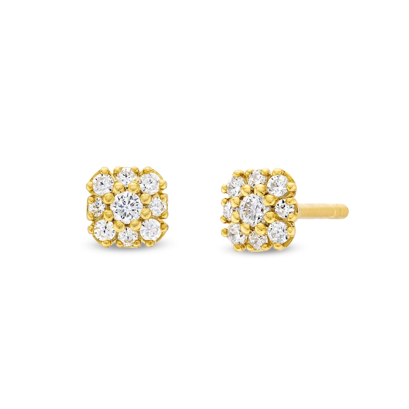 0.20 CT. T.W. Diamond Cushion Flower Stud Earrings in 10K Gold|Peoples Jewellers