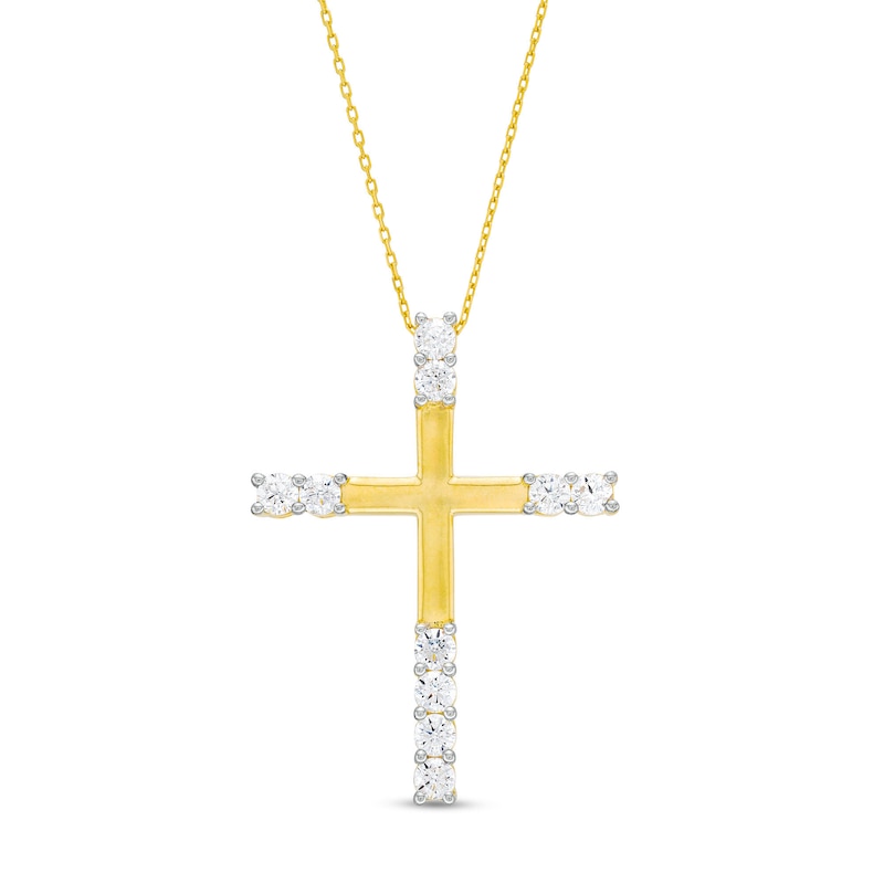1.00 CT. T.W. Certified Lab-Created Diamond Cross Pendant in 10K Gold (I/I1)|Peoples Jewellers