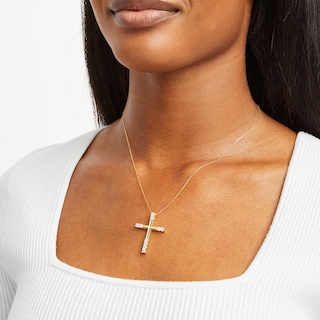 1.00 CT. T.W. Certified Lab-Created Diamond Cross Pendant in 10K Gold (I/I1)