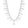 Alternating Heart-Shaped and Marquise-Cut White Lab-Created Sapphire Chandelier Necklace in Sterling Silver - 17"