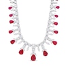 Pear-Shaped Lab-Created Ruby and White Lab-Created Sapphire Graduating Chandelier Necklace in Sterling Silver - 17"