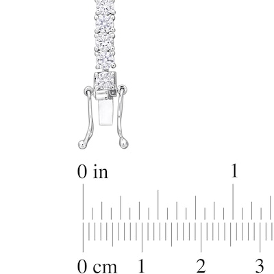 Pear-Shaped Lab-Created Ruby and White Lab-Created Sapphire Graduating Chandelier Necklace in Sterling Silver - 17"