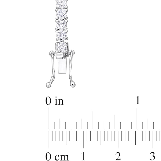 Pear-Shaped Lab-Created Ruby and White Lab-Created Sapphire Graduating Chandelier Necklace in Sterling Silver - 17"