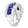 Sideways Emerald-Cut Blue Lab-Created Sapphire and White Lab-Created Sapphire Edge Ring in Sterling Silver