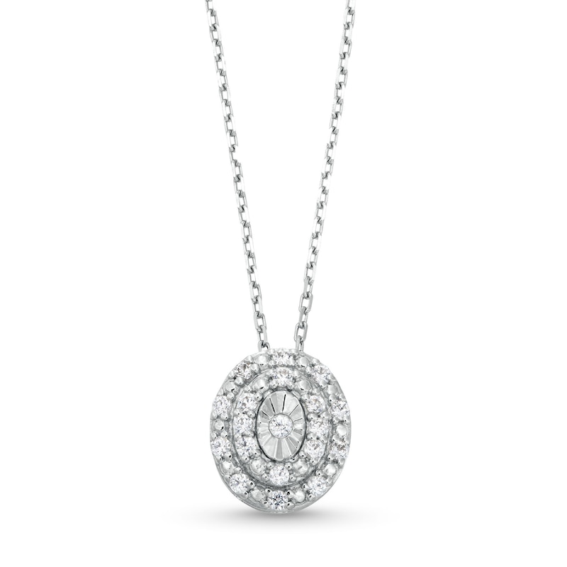 0.10 CT. T.W. Diamond Miracle Oval Frame Pendant in Sterling Silver|Peoples Jewellers