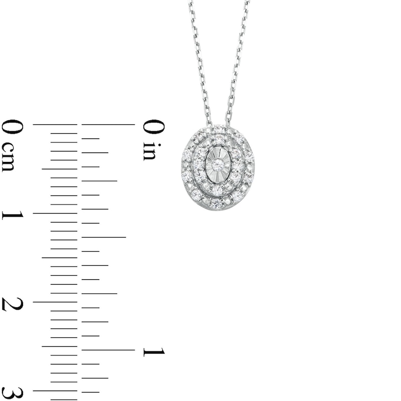 0.10 CT. T.W. Diamond Miracle Oval Frame Pendant in Sterling Silver