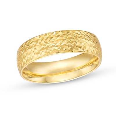 Diamond-Cut 6.0mm Band in Hollow 14K Gold - Size 7