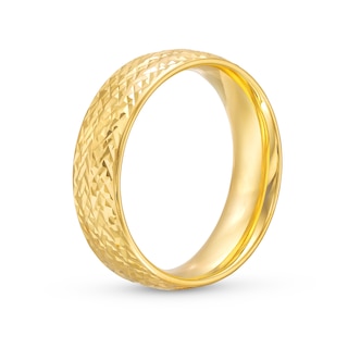 Diamond-Cut 6.0mm Band in Hollow 14K Gold - Size 7