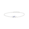 Thumbnail Image 0 of White Lab-Created Sapphire and Blue Lab-Created Sapphire Sideways Infinity Anklet in Sterling Silver - 10"