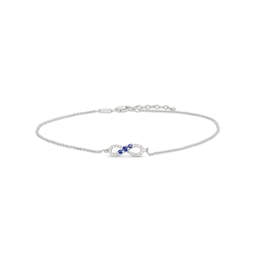 White Lab-Created Sapphire and Blue Lab-Created Sapphire Sideways Infinity Anklet in Sterling Silver - 10&quot;