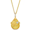 Faceted Pear-Shaped Citrine and White Lab-Created Sapphire Honeycomb Pendant in Sterling Silver with 14K Gold Plate