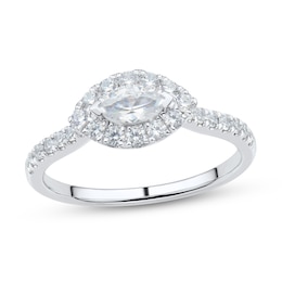 Sideways 0.69 CT. T.W. Marquise-Cut Diamond Frame Ring in 14K White Gold (I/SI2-I1)