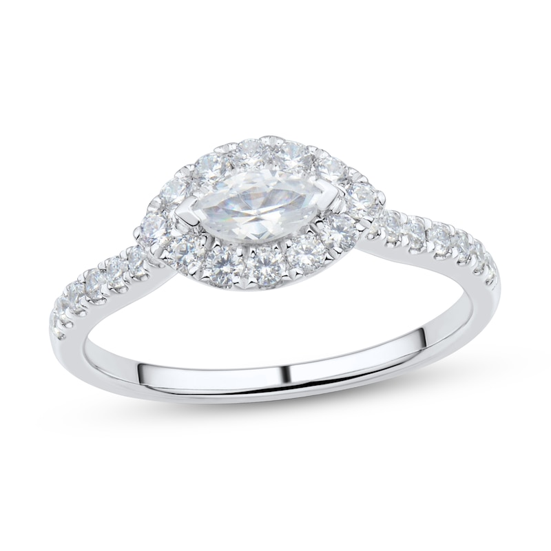 Sideways 0.69 CT. T.W. Marquise-Cut Diamond Frame Ring in 14K White Gold (I/SI2-I1)|Peoples Jewellers
