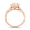 0.95 CT. T.W. Diamond Tilted Hexagon Frame Engagement Ring in 14K Rose Gold (I/I2)