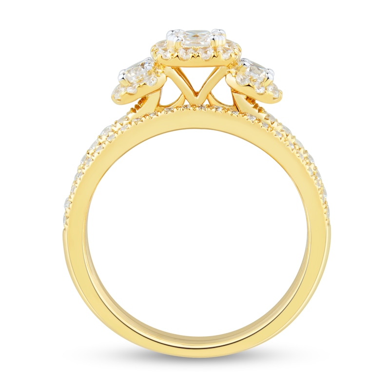 0.95 CT. T.W. Princess-Cut Diamond Frame Three Stone Bridal Set in 14K Gold (I/I2)|Peoples Jewellers