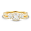 0.95 CT. T.W. Princess-Cut Diamond Frame Three Stone Bridal Set in 14K Gold (I/I2)