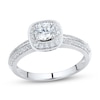 Thumbnail Image 0 of 0.69 CT. T.W. Diamond Rounded Frame Double Row Engagement Ring in 14K White Gold (I/VS2)