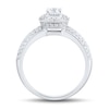 Thumbnail Image 1 of 0.69 CT. T.W. Diamond Rounded Frame Double Row Engagement Ring in 14K White Gold (I/VS2)