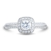 Thumbnail Image 2 of 0.69 CT. T.W. Diamond Rounded Frame Double Row Engagement Ring in 14K White Gold (I/VS2)