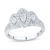 Thumbnail Image 1 of 0.95 CT. T.W. Marquise-Cut Diamond Frame Three Stone Engagement Ring in 14K White Gold (I/I1-I2)