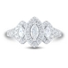 0.95 CT. T.W. Marquise-Cut Diamond Frame Three Stone Engagement Ring in 14K White Gold (I/I1-I2)