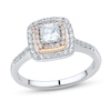 Thumbnail Image 0 of 0.69 CT. T.W. Cushion-Cut Diamond Double Frame Engagement Ring in 14K Two-Tone Gold (I/SI2)