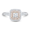 Thumbnail Image 2 of 0.69 CT. T.W. Cushion-Cut Diamond Double Frame Engagement Ring in 14K Two-Tone Gold (I/SI2)