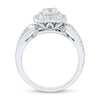 Thumbnail Image 1 of 0.95 CT. T.W. Cushion-Cut Diamond Double Frame Split Shank Engagement Ring in 14K White Gold (I/SI2)
