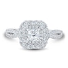 Thumbnail Image 2 of 0.95 CT. T.W. Cushion-Cut Diamond Double Frame Split Shank Engagement Ring in 14K White Gold (I/SI2)