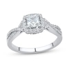 0.69 CT. T.W. Cushion-Cut Diamond Frame Criss-Cross Split Shank Engagement Ring in 14K White Gold (I/VS2)