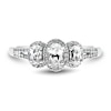 0.95 CT. T.W. Oval Diamond Frame Three Stone Split Shank Engagement Ring in 14K White Gold (I/I1-SI2)