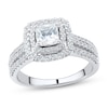 1.23 CT. T.W. Cushion-Cut Diamond Double Frame Triple Row Engagement Ring in 14K White Gold (I/I1)