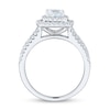 1.23 CT. T.W. Cushion-Cut Diamond Double Frame Triple Row Engagement Ring in 14K White Gold (I/I1)